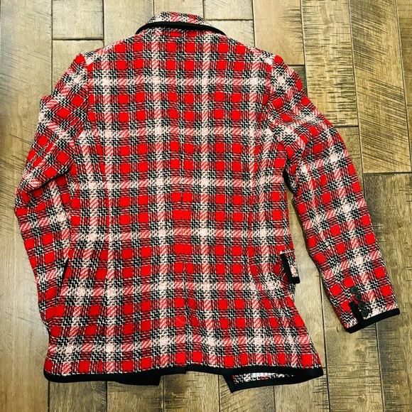 VERONICA BEARD. Tweed Harriet. Cutaway Blazer Red Plaid size 4 - Picture 4 of 5